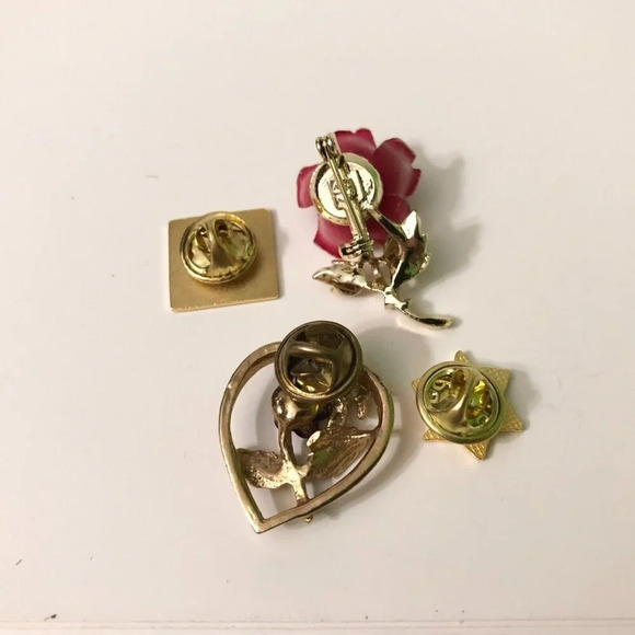 Lot of 4 Flower Pins Brooches Angel Rose Floral - Picture 2 of 14